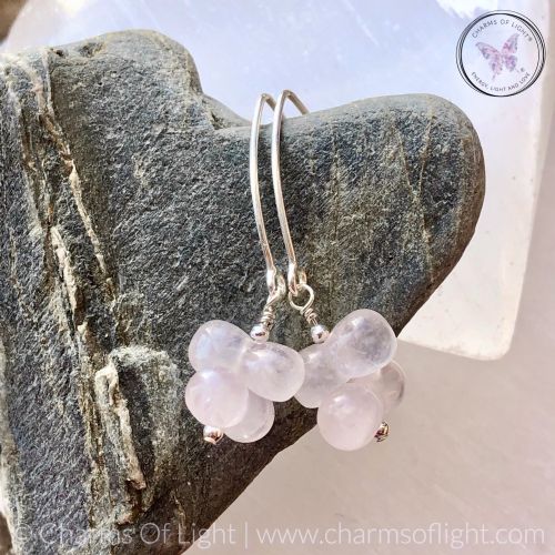 Rose Quartz Bubble Drop Earrings